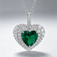 S925 Sterling Silver Lab Emerald Pendant Heart Simple Elegant Versatile Premium for Women - Photo 2