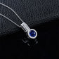 S925 Silver Lab Sapphire Round Halo Pendant Pave Diamond, Anniversary Gift - Photo 4