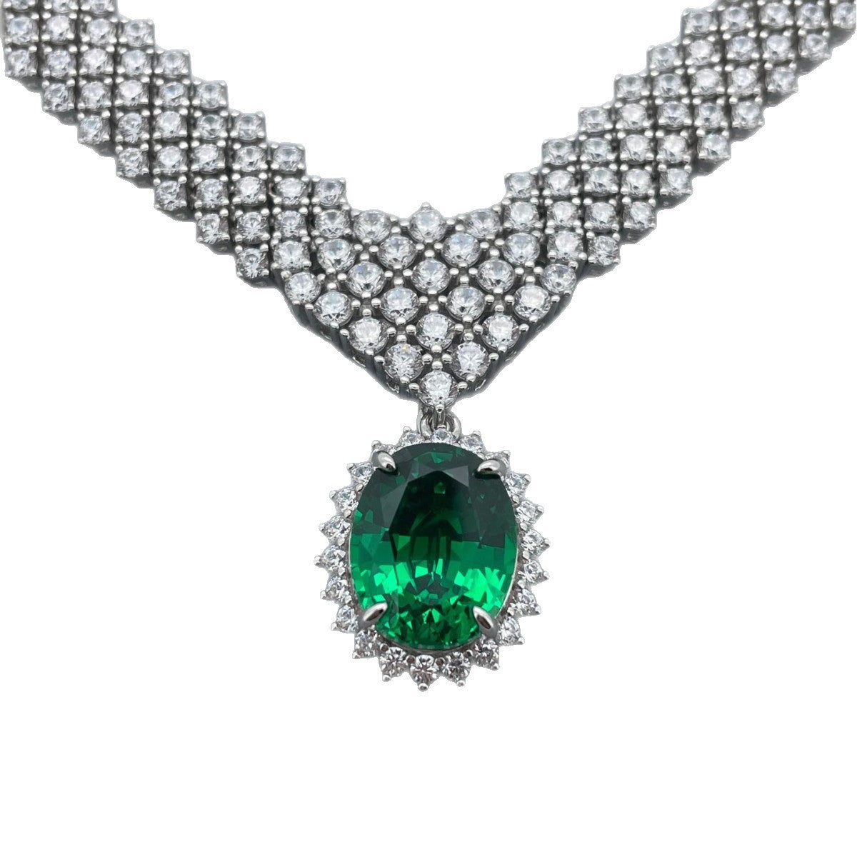 Tsavorite Necklace 925 Silver Vintage - Photo 5