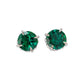 S925 Silver Round Lab Emerald Stud Earrings, Gemstone Simple - Photo 5