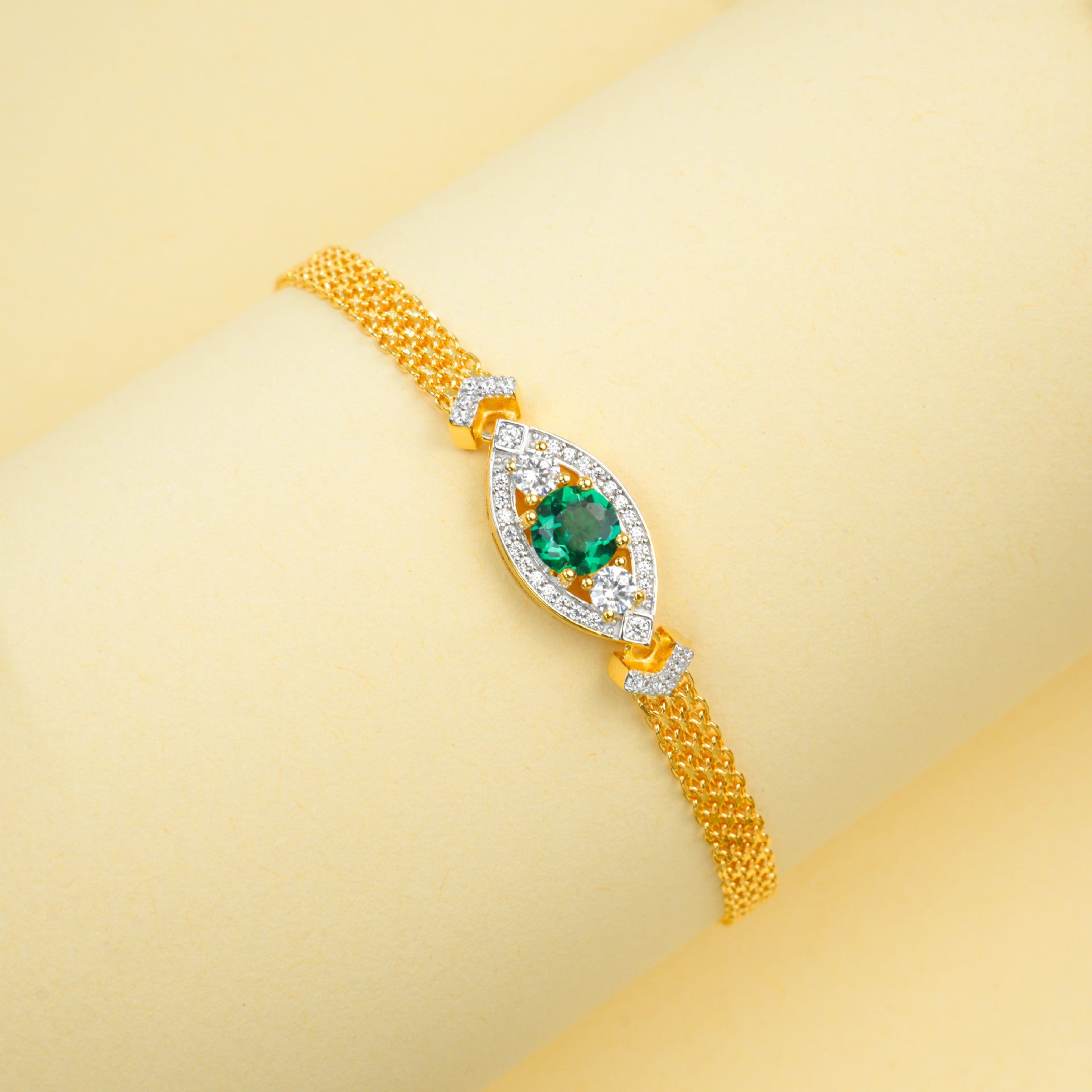 925 Sterling Silver Lab Emerald Evil Eye Bracelet for Women, Versatile - Photo 3