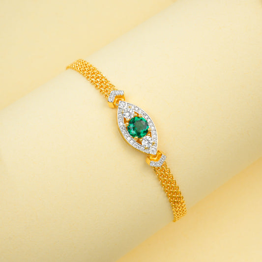 925 Sterling Silver Lab Emerald Evil Eye Bracelet for Women, Versatile - Photo 3