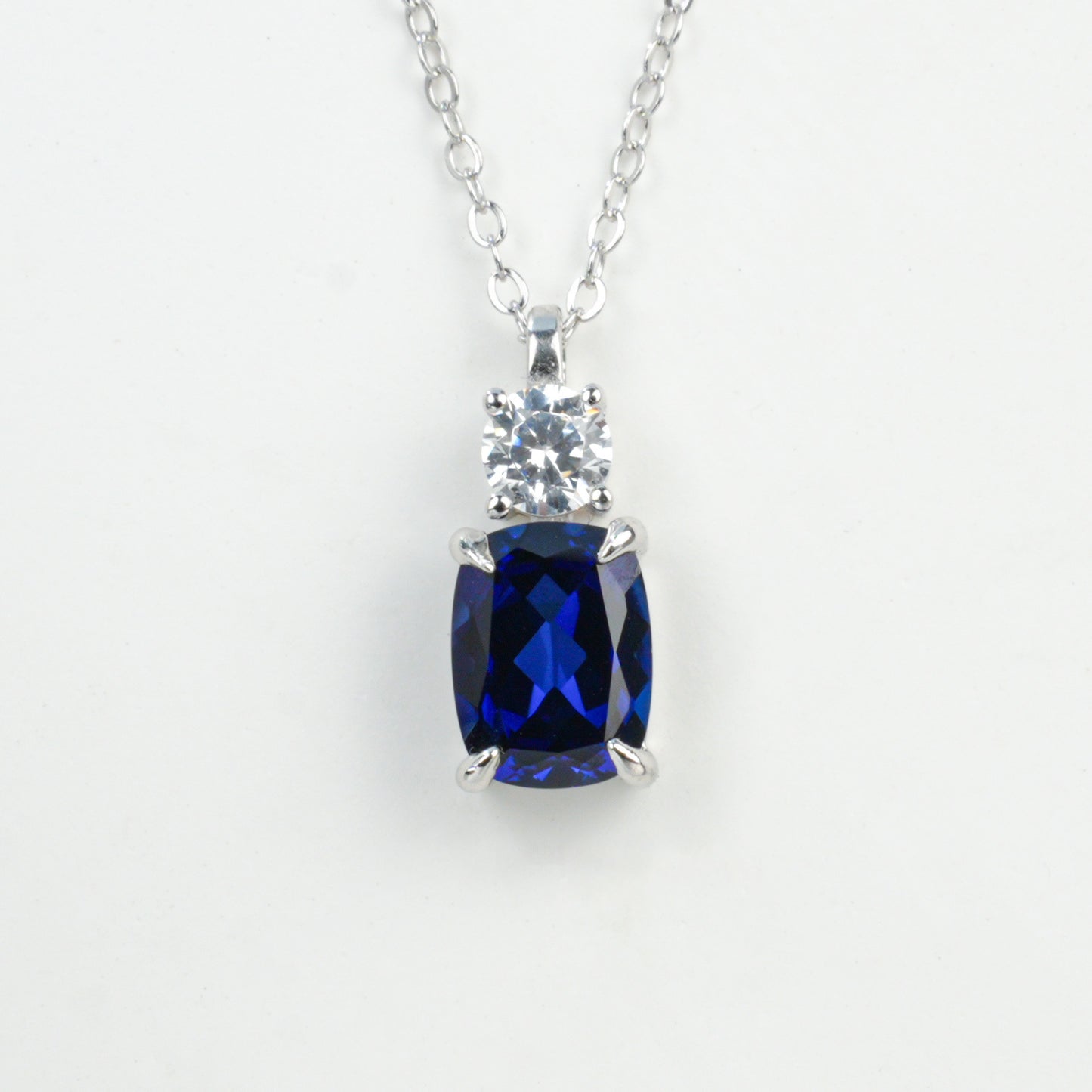 S925 Sterling Silver Lab Sapphire Necklace, Versatile Girlfriend Gift - Photo 6
