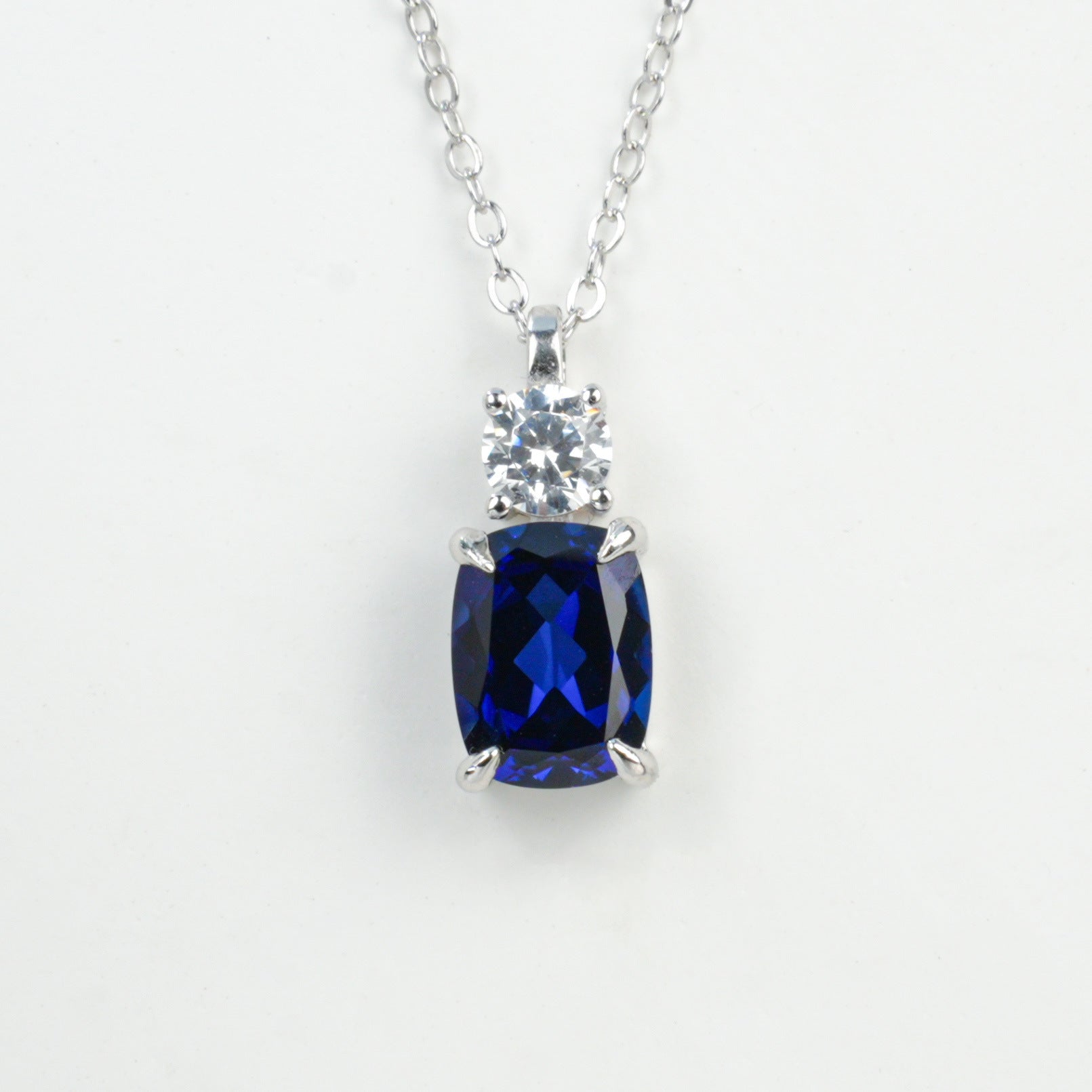 S925 Sterling Silver Lab Sapphire Necklace, Versatile Girlfriend Gift - Photo 6