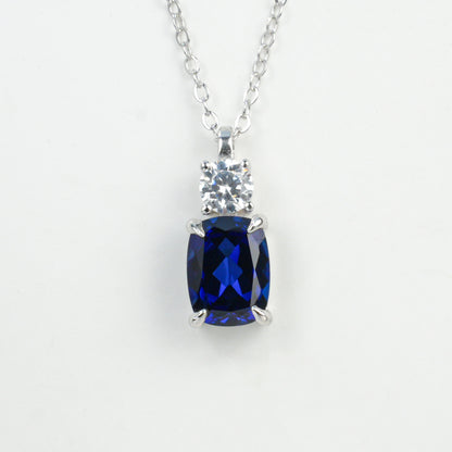 S925 Sterling Silver Lab Sapphire Necklace, Versatile Girlfriend Gift - Photo 6