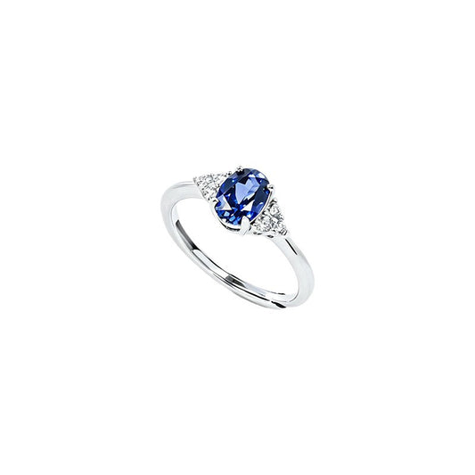 S925 Silver Oval Lab Sapphire Triangle Stone Ring, Ring Birthday Gift - Photo 5