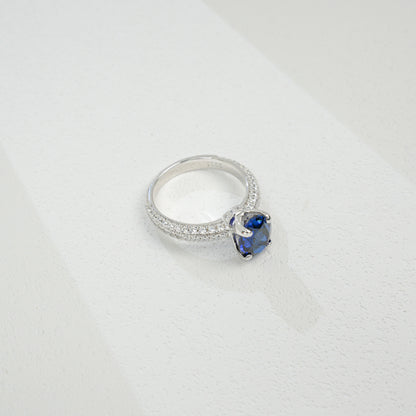 S925 Silver Sapphire Ring Lab coloured Gemstone Cut, Versatile - Photo 5
