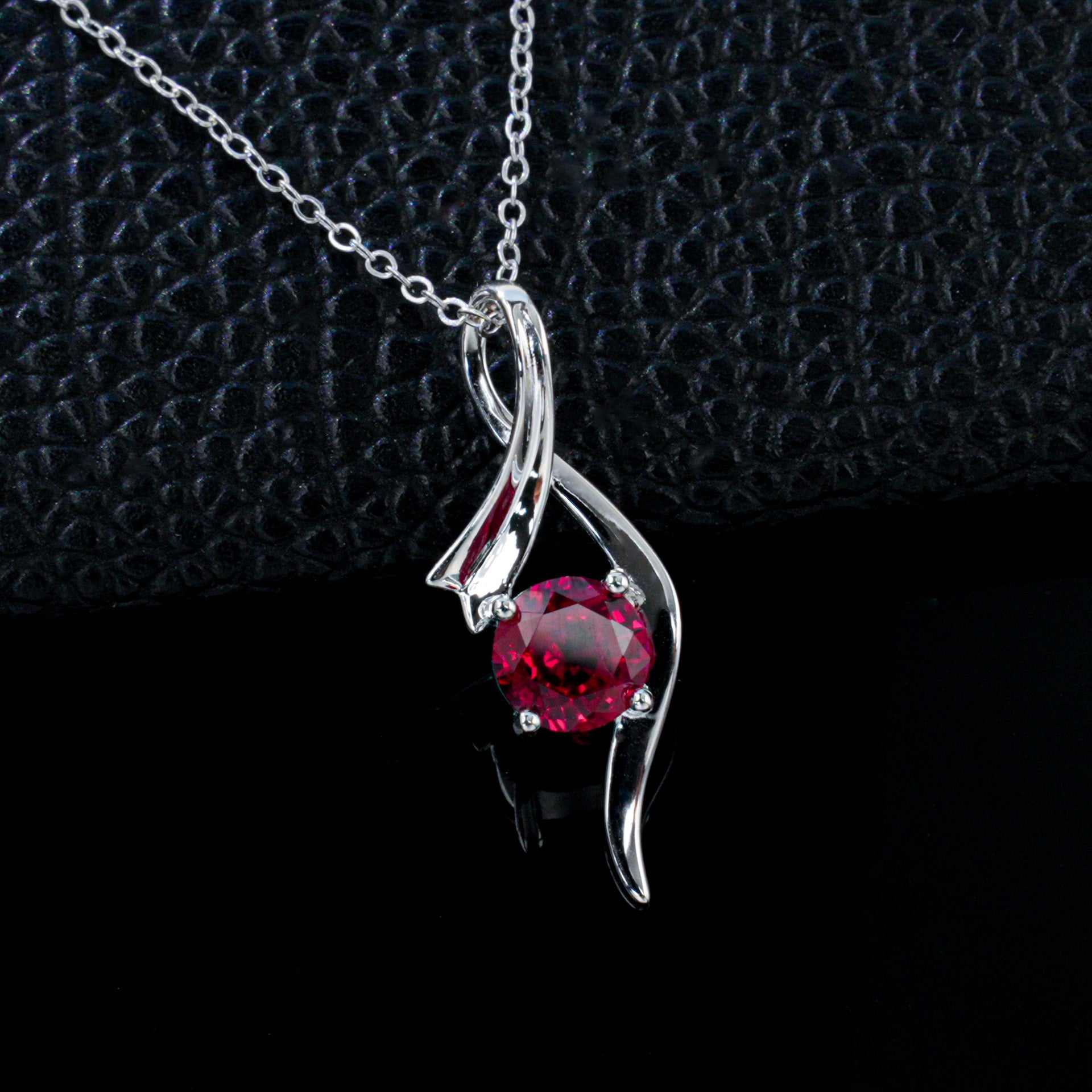 925 Sterling Silver Lab Ruby Necklace for Women, Minimalist Premium Versatile - Photo 1