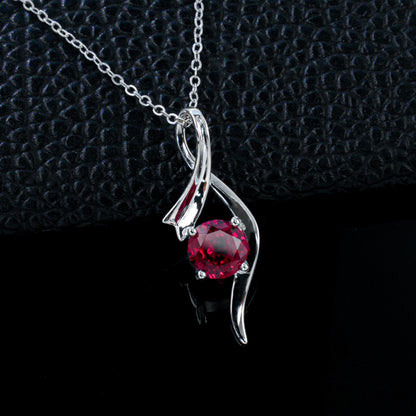 925 Sterling Silver Lab Ruby Necklace for Women, Minimalist Premium Versatile - Photo 1