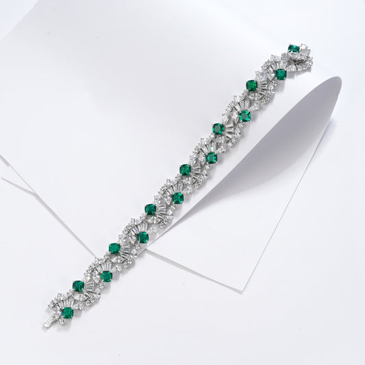 Lab Emerald Bracelet 925 Silver Luxurious Necklace - Photo 3