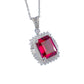 S925 Sterling Silver Lab Pigeon Blood Ruby Halo Pendant Necklace, Vintage Engagement - Photo 5