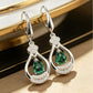 925 Sterling Silver Lab Emerald Earrings for Women, Zircon Drop Elegant - Photo 4