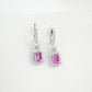 S925 Sterling Silver Lab Padparadscha Square Emerald-Cut Drop Earrings, Vintage Versatile - Photo 5