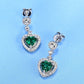 S925 Sterling Silver Lab Emerald Heart Halo Long Drop Earrings, for Women - Photo 2