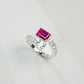 925 Sterling Silver Lab Ruby Emerald-Cut Ring - Photo 6