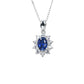 S925 Silver Oval Lab Sapphire Sunflower Diamond Pendant Necklace, Classic - Photo 5