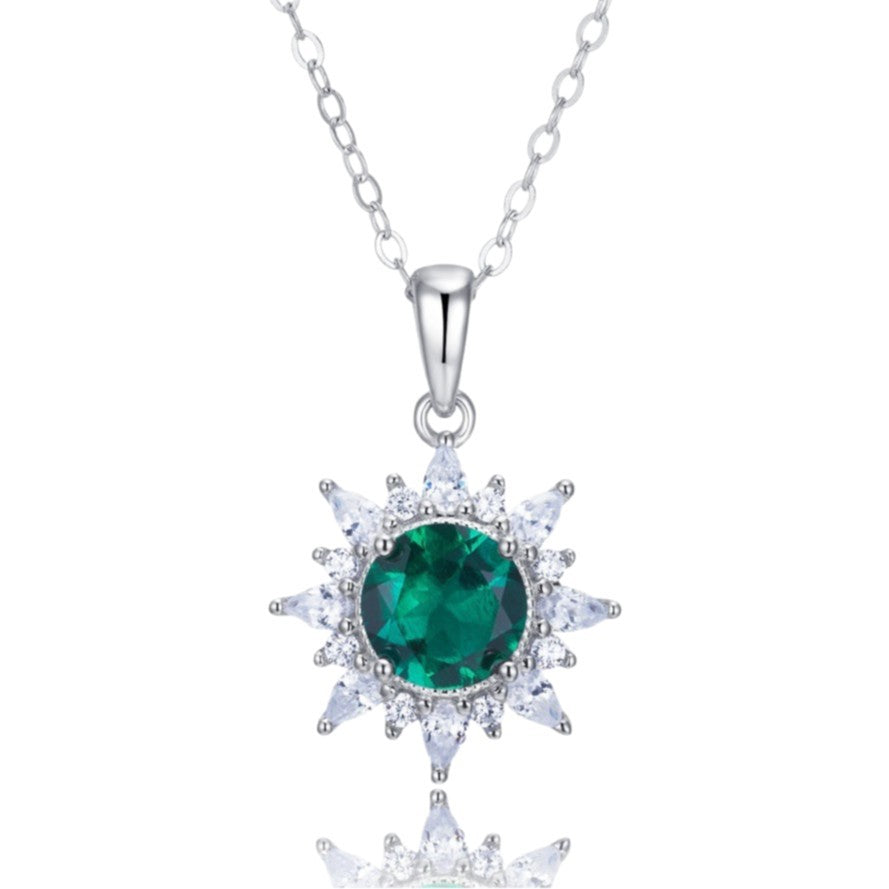 S925 Lab Emerald Necklace, Bold Simple Design - Photo 5