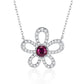 S925 Sterling Silver Lab Ruby Choker, Sunflower Premium - Photo 5