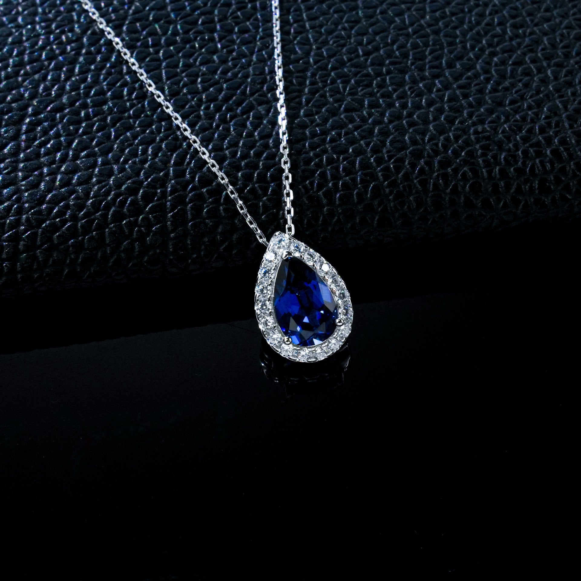 925 Sterling Silver Lab Sapphire Necklace for Women, Minimalist Premium Versatile - Photo 6