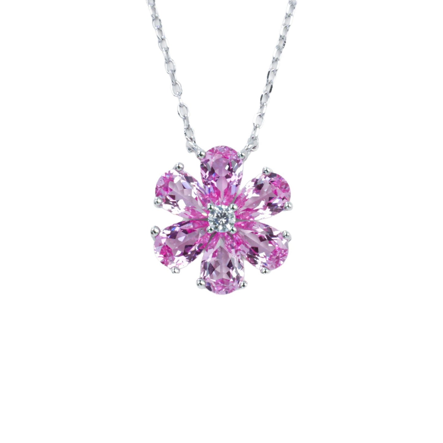 S925 Sterling Silver Pink Diamond Cherry Blossom Choker Necklace, Versatile Elegant for Women - Photo 5