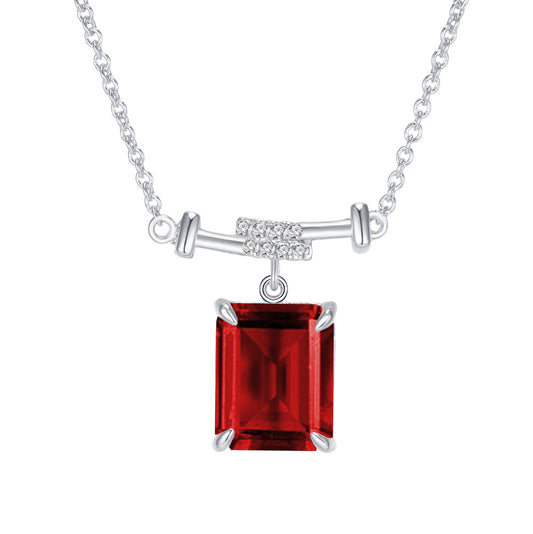 925 Sterling Silver Lab Ruby Necklace for Women, Premium Vintage - Photo 5