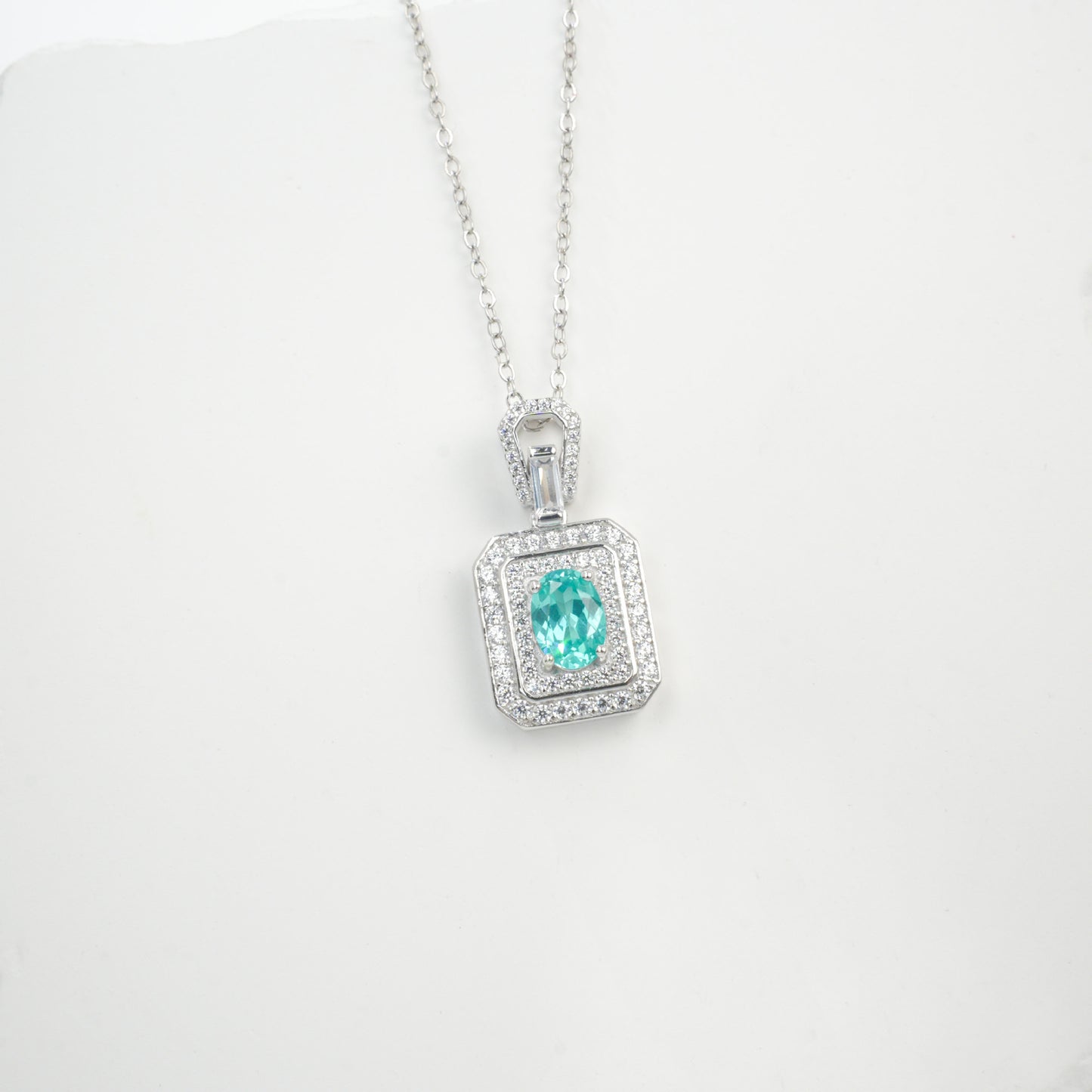 925 Sterling Silver Paraiba Green Garnet Necklace for Women, Minimalist Premium - Photo 6