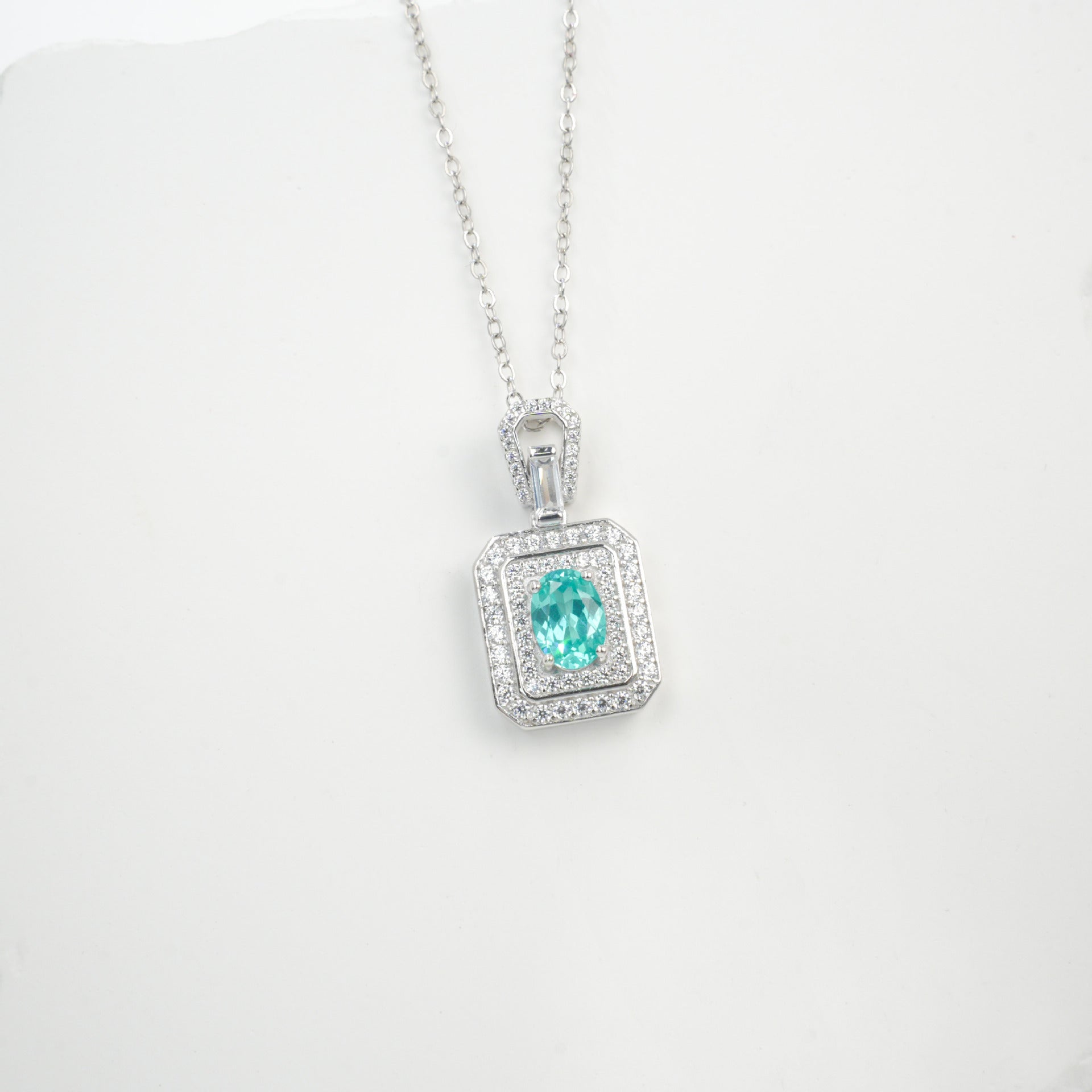 925 Sterling Silver Paraiba Green Garnet Necklace for Women, Minimalist Premium - Photo 6