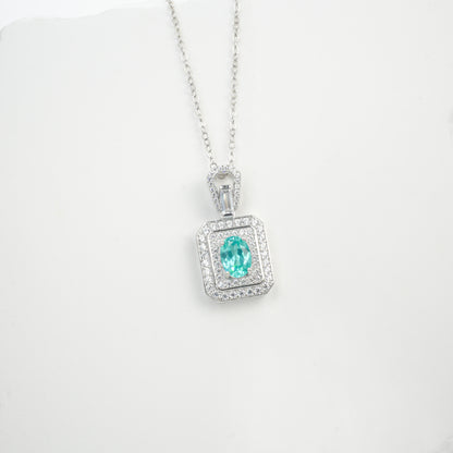 925 Sterling Silver Paraiba Green Garnet Necklace for Women, Minimalist Premium - Photo 6