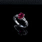 S925 Silver Cushion Lab Ruby Bar Ring, Couple Birthday Gift - Photo 2