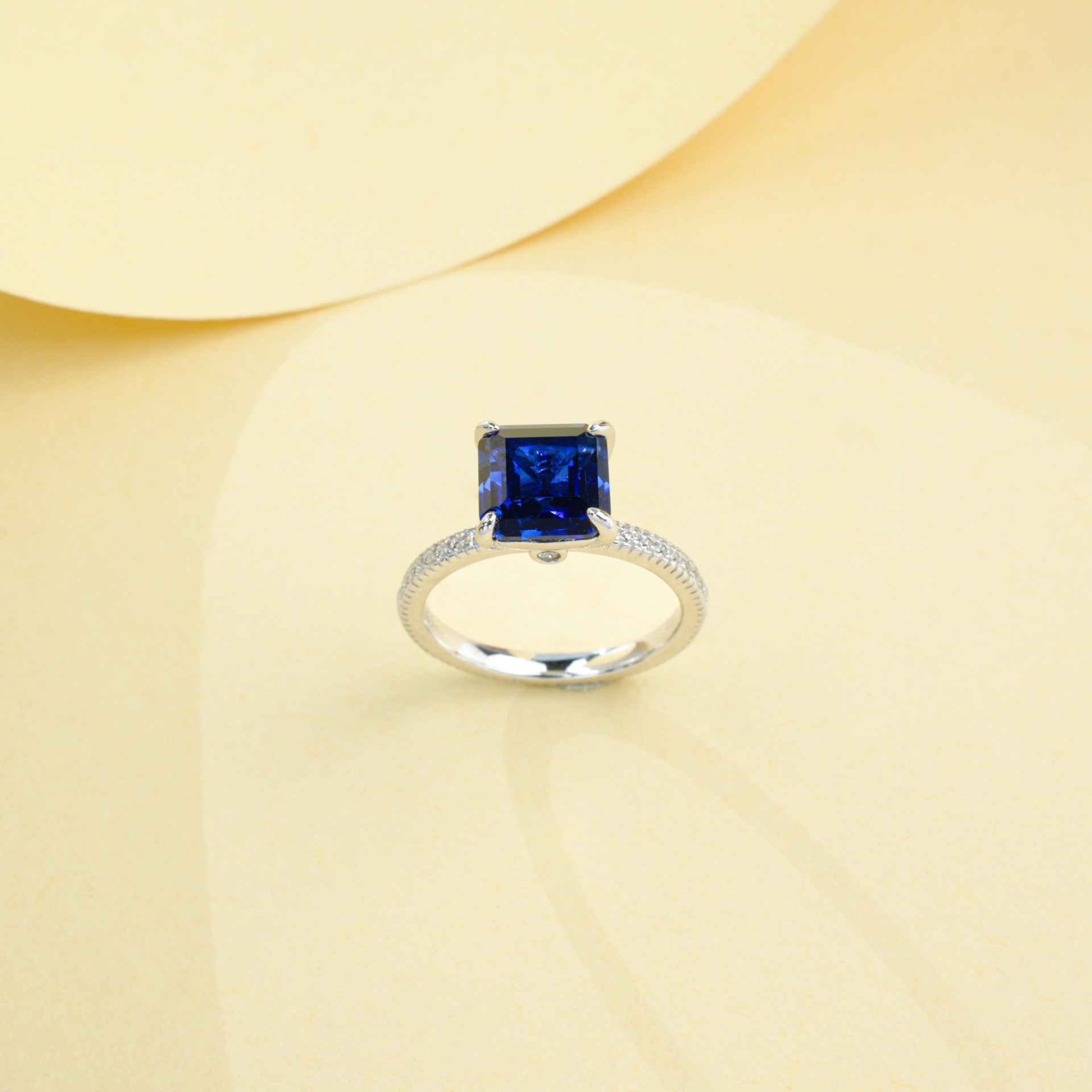 S925 Sterling Silver Lab Sapphire Ring, Vintage Versatile Unisex - Photo 3