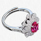 S925 Sterling Silver Lab Ruby Snowflake Open Ring - Photo 5