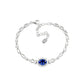 S925 Silver Oval Lab Sapphire Bracelet, Full Diamond Halo - Photo 5