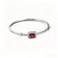 S925 Sterling Silver Lab Ruby Bangle, Square Simple Small - Photo 4