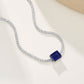 S925 Sterling Silver Lab Sapphire Necklace Rectangle Step-Cut Centre Full Diamond, Premium Valentine Gift - Photo 2