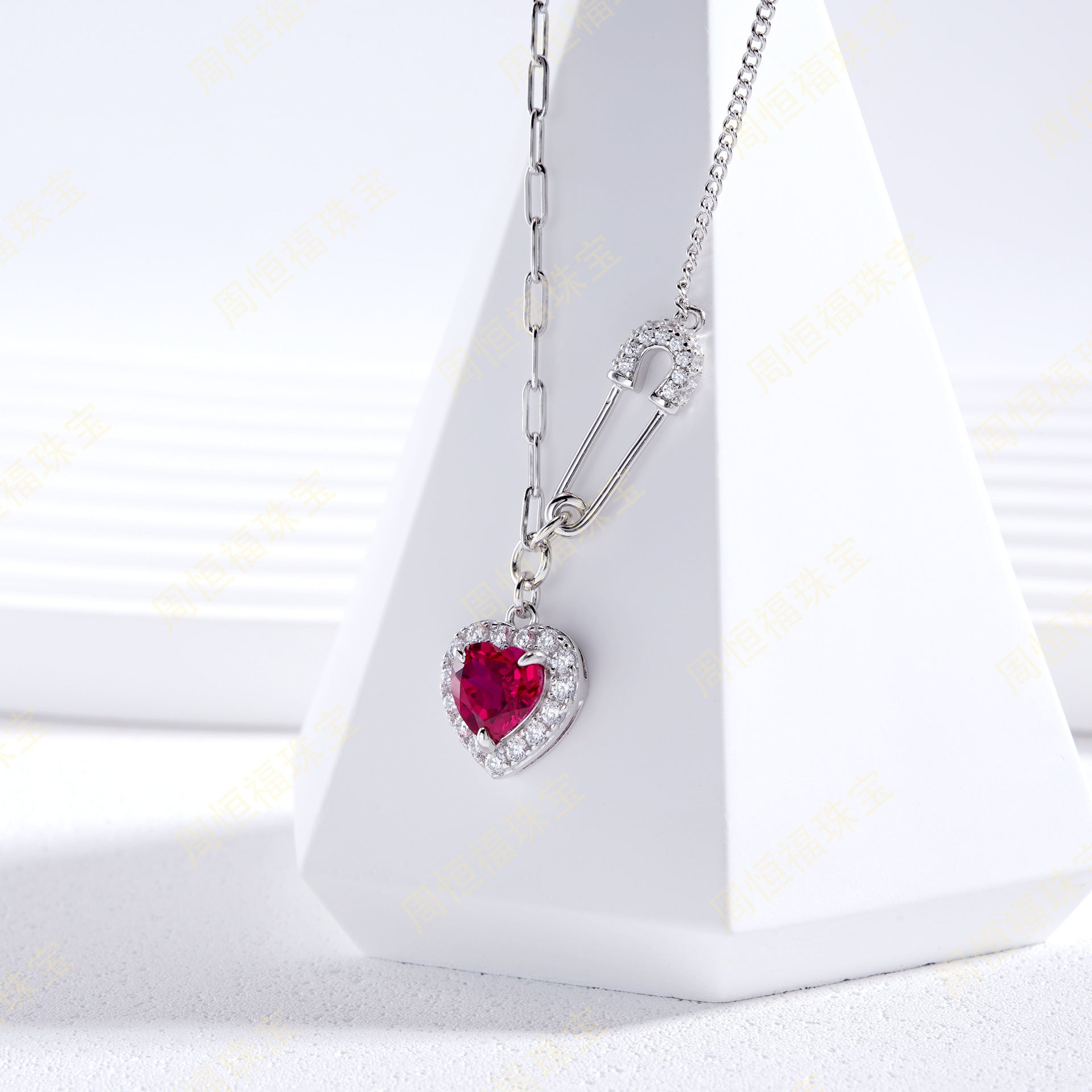 S925 Lab Ruby Necklace for Women Sterling Silver Choker Premium Simple - Photo 3