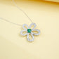 S925 Silver Five-Petal Flower Lab Emerald Diamond Halo, Women's Choker - Photo 3