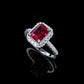 S925 Sterling Silver Lab Ruby Wedding Ring, Premium Vintage - Photo 6