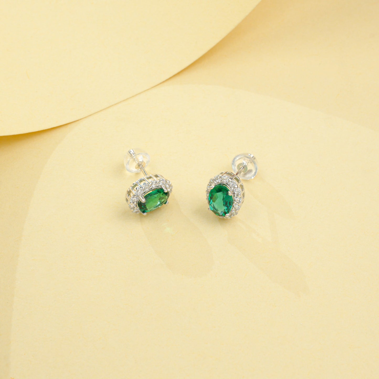 S925 Sterling Silver Lab Emerald Earrings, Vintage Premium - Photo 2