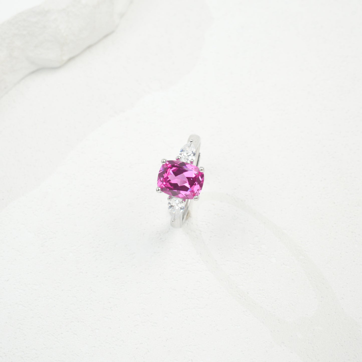 S925 Sterling Silver Lab Padparadscha Ring, Anniversary Gift - Photo 5