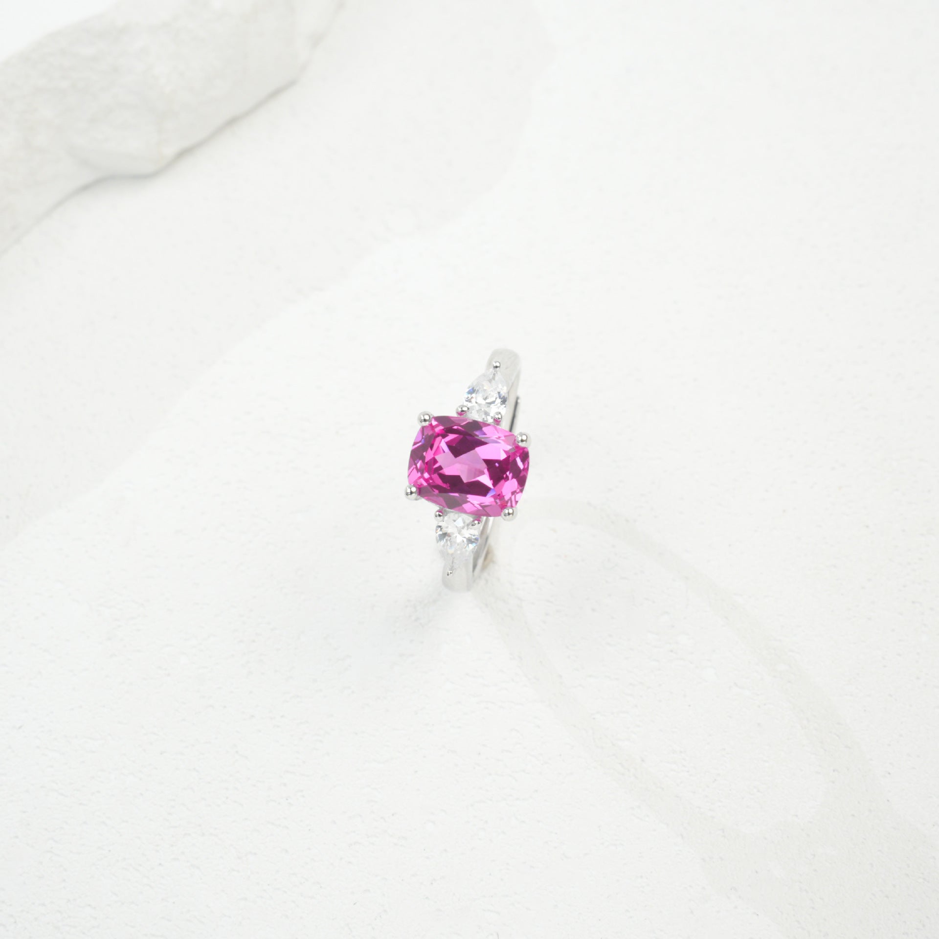 S925 Sterling Silver Lab Padparadscha Ring, Anniversary Gift - Photo 5