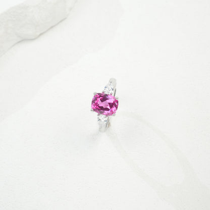 S925 Sterling Silver Lab Padparadscha Ring, Anniversary Gift - Photo 5