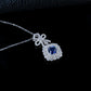 S925 Sterling Silver Lab Sapphire Bowknot Square Pave Choker Necklace, Premium for Women - Photo 3