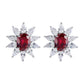 S925 Sterling Silver Lab Pigeon Blood Ruby Sunflower colourful Halo Stud Earrings, Premium for Women - Photo 5