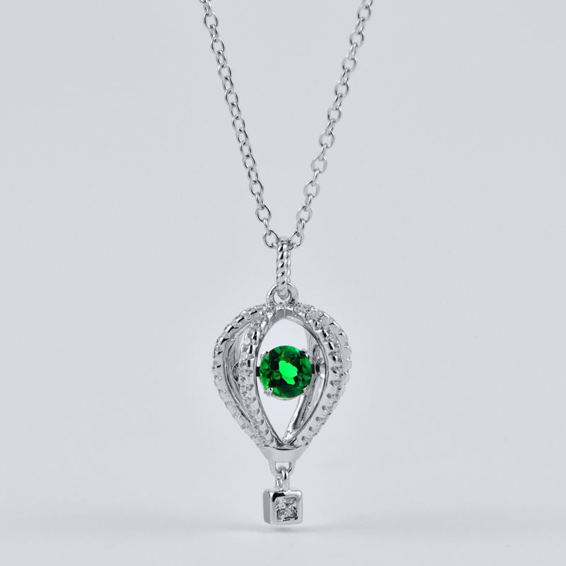 S925 Silver Lab Emerald Necklace, Creative Unique Premium - Photo 2