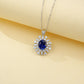 925 Sterling Silver Lab Sapphire Pave Necklace for Women, Premium - Photo 2