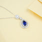 S925 Sterling Silver Lab Sapphire Teardrop Necklace for Women - Photo 3