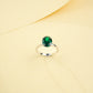 925 Sterling Silver Lab Emerald Ring Oval Centre Classic 4-Claw Setting, Premium Skin-Brightening - Photo 4