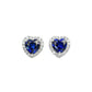 S925 Silver Heart Lab Sapphire Stud Earrings, Love Full Diamond - Photo 5