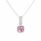 S925 Sterling Silver Lab Padparadscha Pave Step-Cut Pendant Necklace, for Women - Photo 1