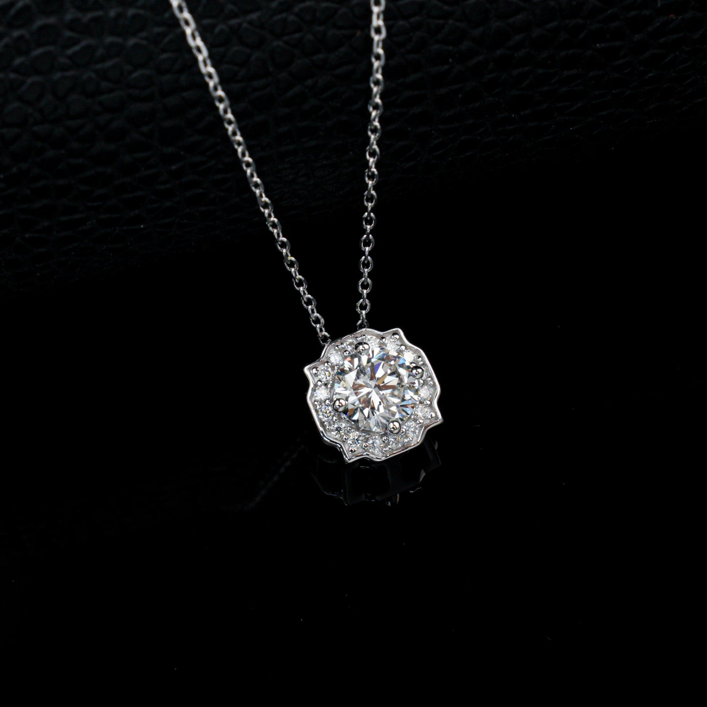 S925 Sterling Silver Lab Diamond Square Halo Choker Necklace, Minimalist Premium - Photo 2